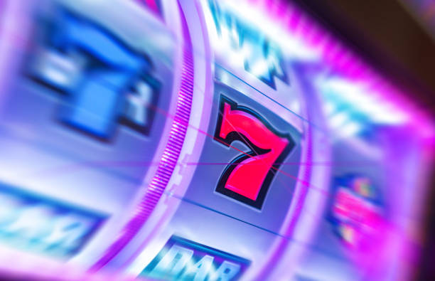 Slot Machine Lucky Spin Concept Slot Machine Lucky Spin Conceptual Photo with Zoom Blur. Las Vegas Gambling Modern Slot Machines. Entertainment Industry Theme. slot stock pictures, royalty-free photos & images