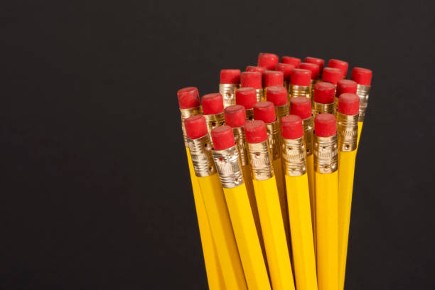 istock A pile of pencils with close-up on erasers 1364709830