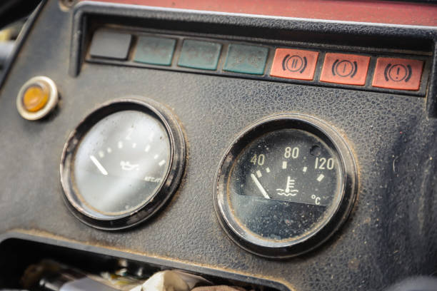 istock Dashboard in an old truck close-up 1364713567