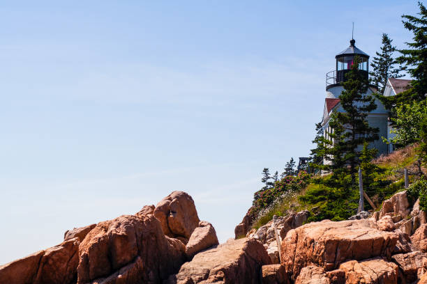 parc national acadia, maine - travel maine coast region lighthouse lighting equipment photos et images de collection