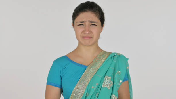istock Crying Indian Woman Feeling Sad, White Background 1364719279