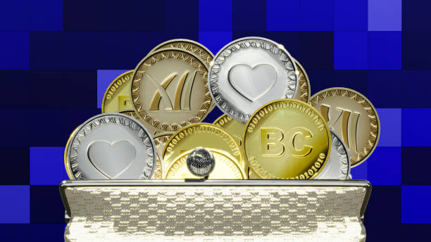 istock Virtual currency, blockchain and NFT for asset management and wallets.Various virtual currencies 1364719917
