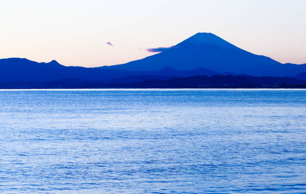istock Silhouette  Mt. Fuji  on beach against sky during sunset 1364720901
