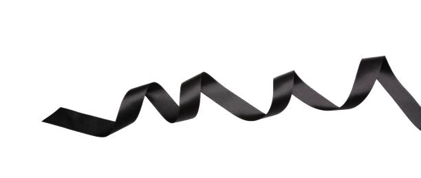 istock Black curly ribbon isolated on white background, design element, banner. Black Friday RIP concept 1364722069