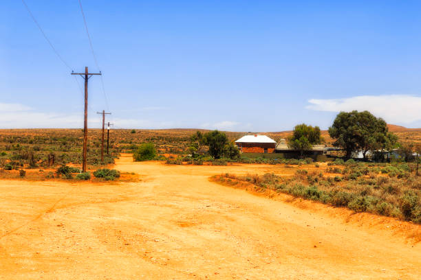 OUtskirts of Silverton ghost town in original australian outback - historic mining town with rare habitated houses in dry desert cimate.