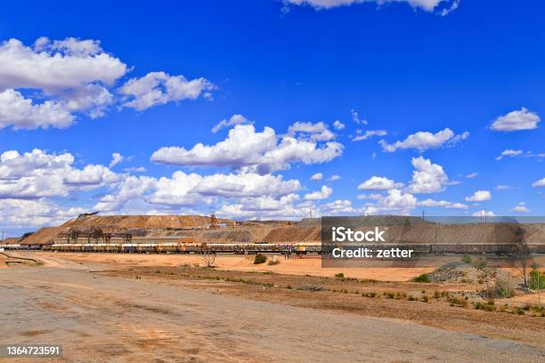 Bh Mines Rw Trains Day Clouds Stock Photo - Download Image Now - Australia, Train - Vehicle, Freight Transportation