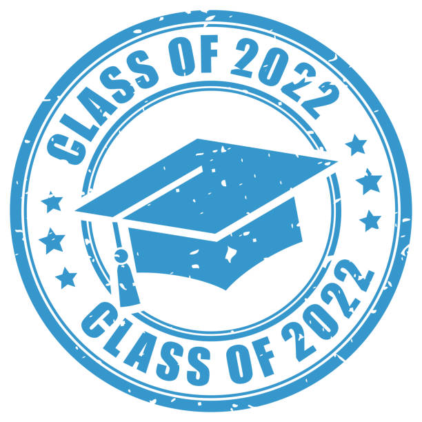 ilustrações, clipart, desenhos animados e ícones de classe de 2022 ano grunge placa de tinta - graduation gown
