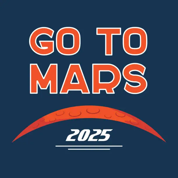 Vector illustration of Go to Mars vector cartoon poster
