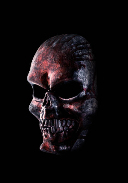 istock Human skull in blood isolated on black background with clipping path 1364727551
