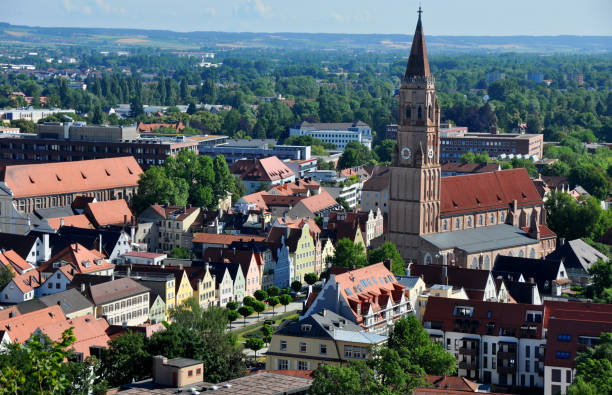 istock Panoramic view over Landshut city center in Germany 1364729817