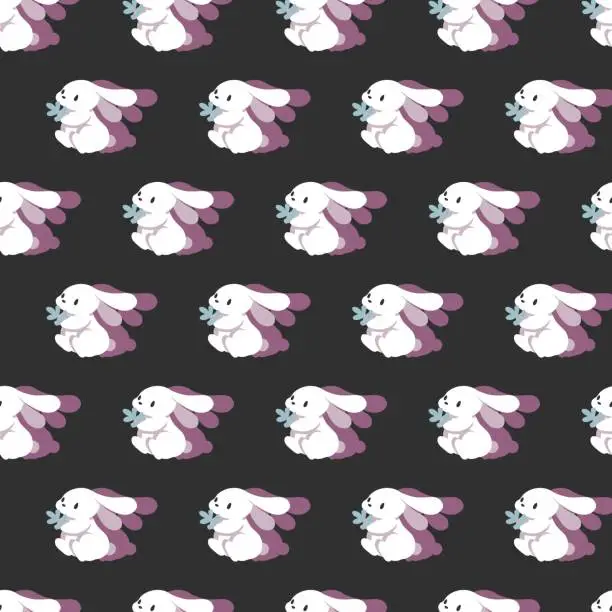Vector illustration of Abstract Seamless Pattern with White Rabbits Vector Graphic Cartoon