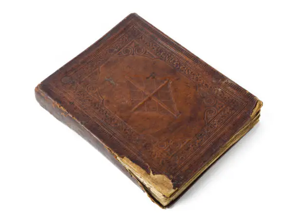 Antique bible with leather-bound cover