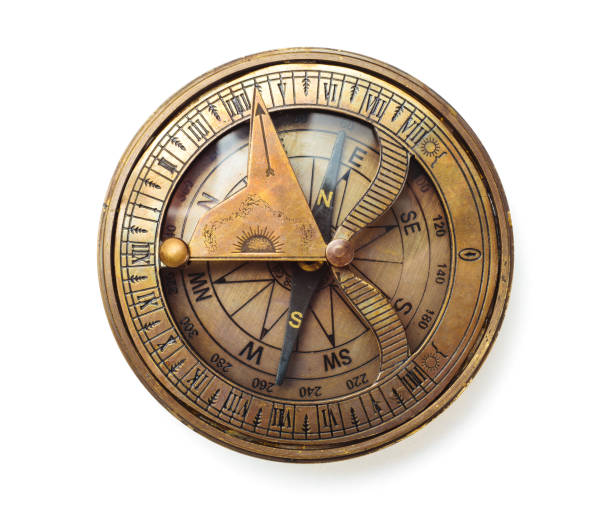 istock Old vintage compass isolated on a white background. Clipping path included. 1364739270