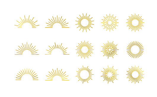 Golden Rays Design Vector Retro Rays Set Golden Colored Illustration Design Elements ...