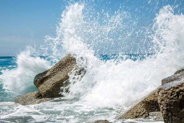 istock High wave breaking on the rocks of the coastline. 1364739521