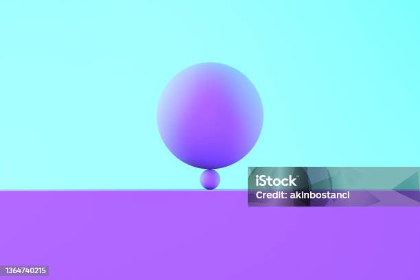 Balance Minimal Idea Concept With Spheres Stock Photo - Download Image Now - Balance, Strength, Abstract