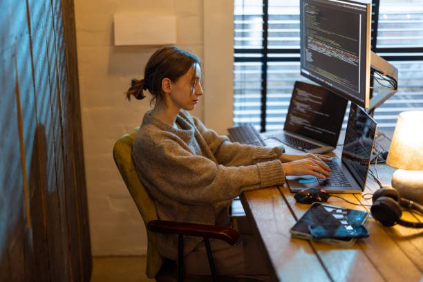 istock Woman works from cozy home office 1364740551