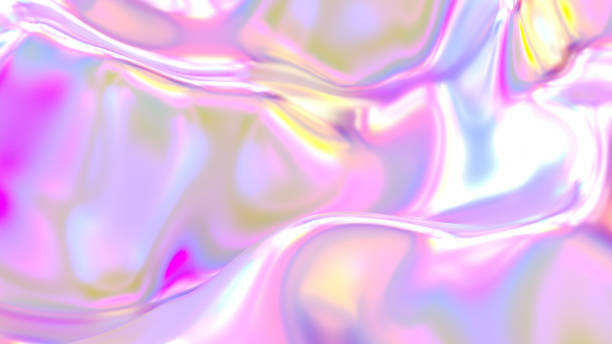 istock Shiny fabric texture iridescent holographic color background 1364743673