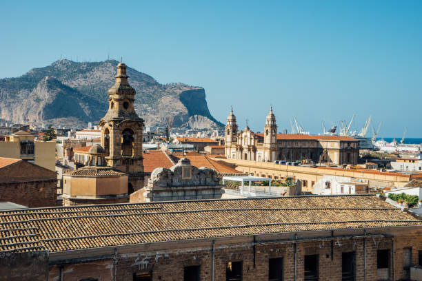 High angle view of Palermo skyline. Sicily, Italy.