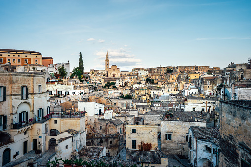 Sassi di Matera panoramic view. Famous ancient city in Southern Italy.
