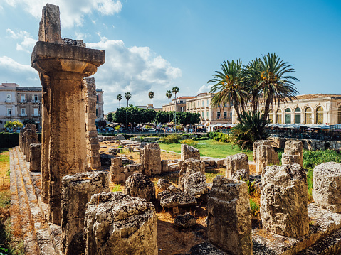 Syracuse old ruins in Sicily. Sunny day.