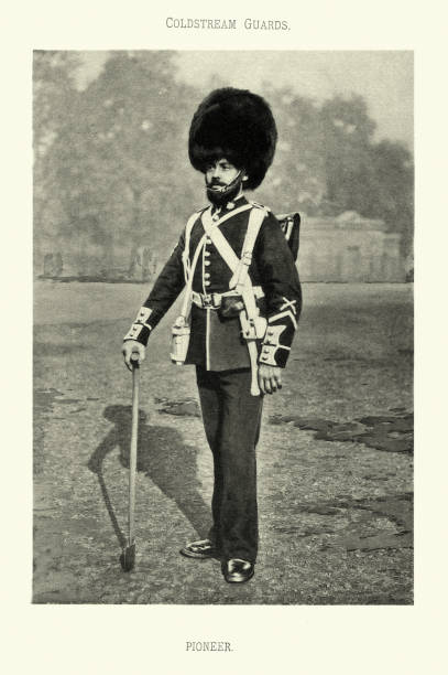 istock British Army, Pioneer of the Coldstream Guards, Victorian military uniforms, 19th Century 1364753871
