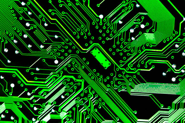 istock Macro Close up of printed wiring on PC circuit board 1364755327