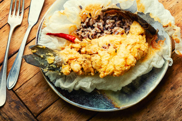istock Tasty fried sea bass fish. 1364756959