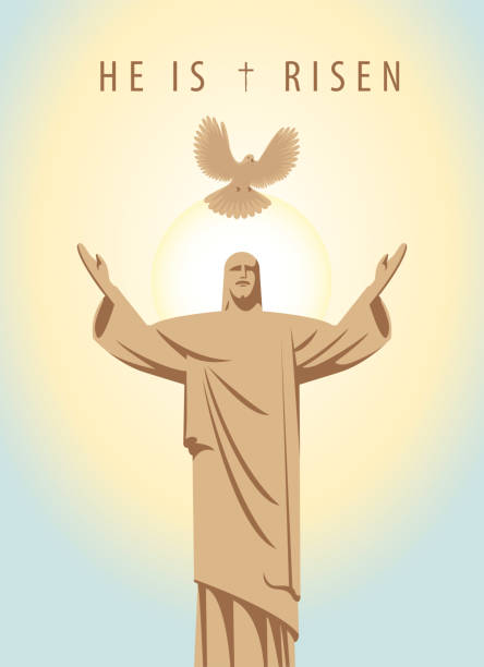 예수 그리스도와 비행 비둘기부활절 배너 - harbinger stock illustrations