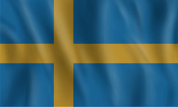 Illustration of sweden flag flying isolated. vector art illustration