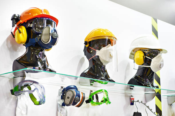istock Protective helmets and industrial masks with filters 1364767042