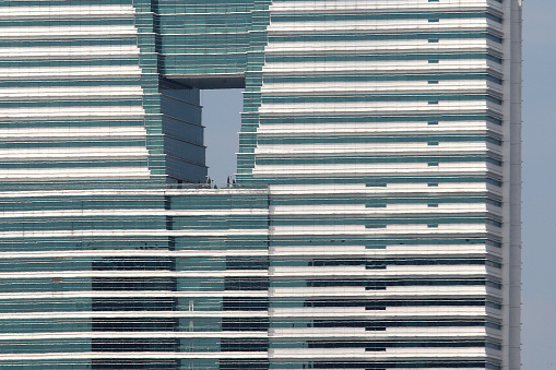 Architectural skyscraper facade details.