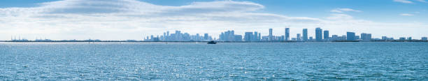 가장 따뜻한 마이애미 - miami florida skyline panoramic florida 뉴스 사진 이미지