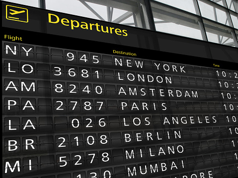 Airport terminal arrival departure travel timetable flight information