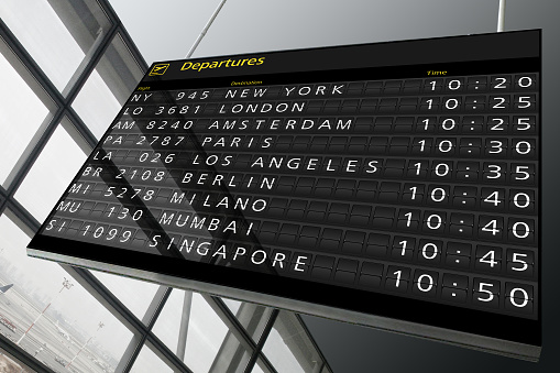 Airport terminal arrival departure travel timetable flight information