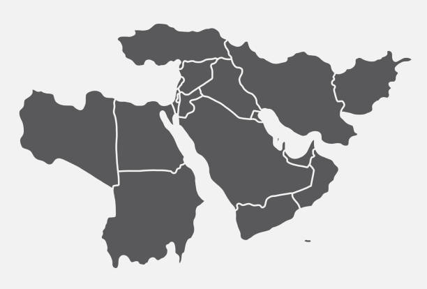 ilustrações de stock, clip art, desenhos animados e ícones de doodle freehand drawing of middle east map. - iran vector saudi arabia kuwait
