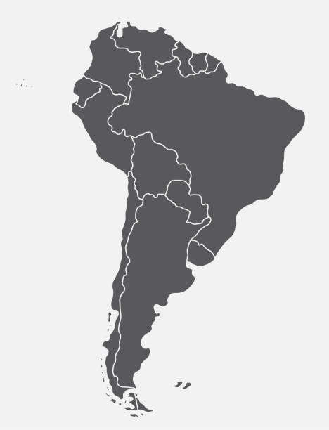 ilustrações, clipart, desenhos animados e ícones de rabiscar desenho à mão livre do mapa da américa do sul. - map latin america the americas south