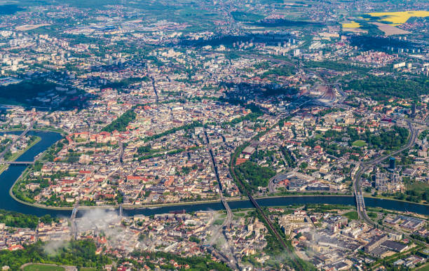 aerial of Krakow stock photo