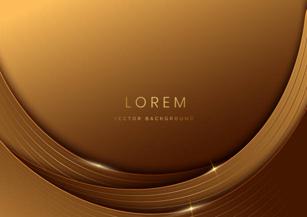3dモダンな高級テンプレートデザインゴールドと茶色の湾曲した形状と黄金の曲線の背景。 - 茶色点のイラスト素材／クリップアート素材／マンガ素材／アイコン素材