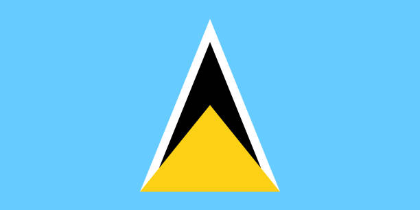 National Flag Saint Lucia, Hewanorra, Iyonola, light blue field with a small golden isosceles triangle in front of a large white-edged black isosceles triangle in the centre National Flag Saint Lucia, Hewanorra, Iyonola, light blue field with a small golden isosceles triangle in front of a large white-edged black isosceles triangle in the centre isosceles triangle stock illustrations