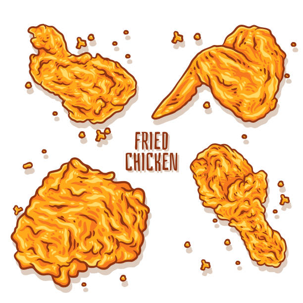 Crispy fried chicken vector illustration Crispy fried chicken vector illustration. Fried chicken illustration vector. Fast food nuggets heat stock illustrations