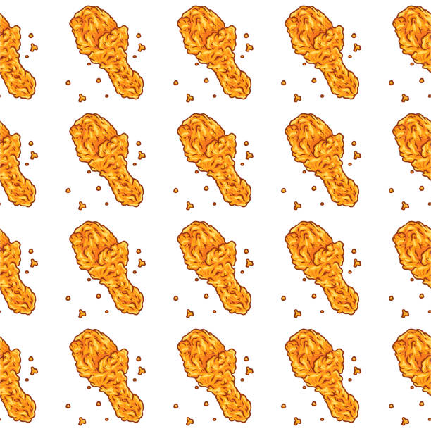 Crispy fried chicken seamless pattern Crispy fried chicken seamless pattern. Fast food pattern background nuggets heat stock illustrations
