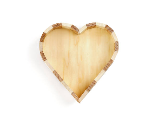 istock Wooden empty box heart shape, isolated on white background 1364781529