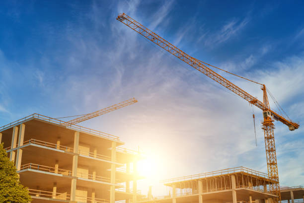 istock Construction of new luxury modern apartment building. 1364781845