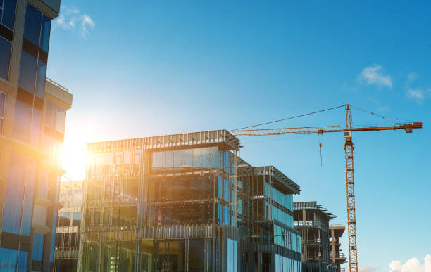 istock Construction of new luxury modern apartment building. 1364781863