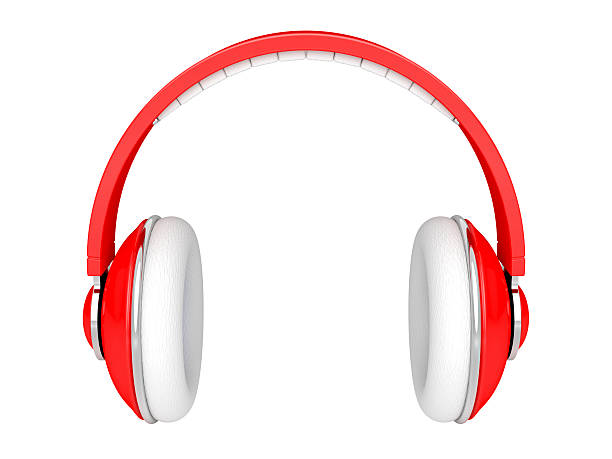 Red headphones stock photo