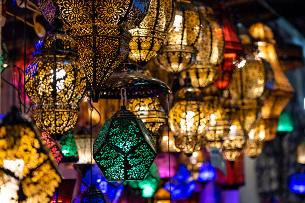 istock Colorful hanging colorful turkish lamps 1364787332