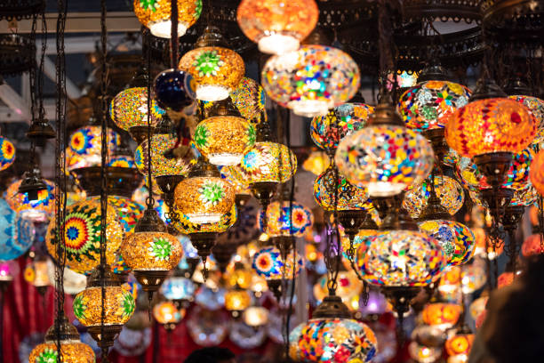 istock Colorful hanging colorful turkish lamps 1364788896
