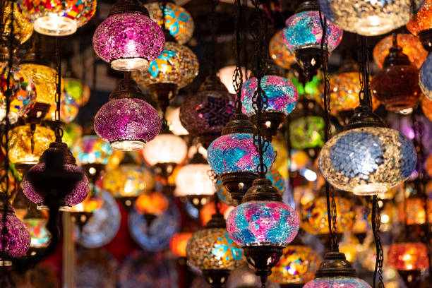 istock Colorful hanging colorful turkish lamps 1364790072