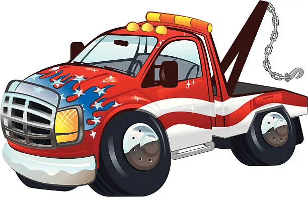 Vector illustration of Patriotic Tow Truck